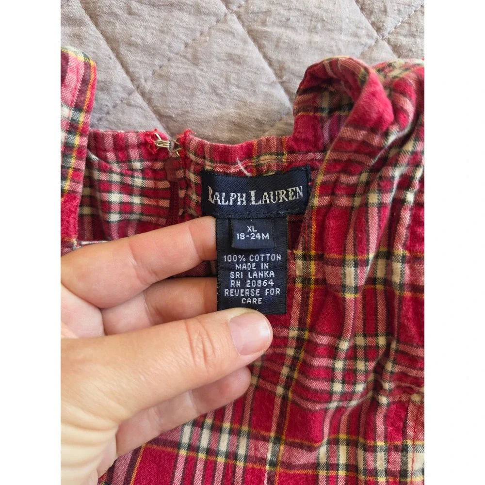 Ralph Lauren Plaid Red‎ Pleated Preppy Old Money Mini Baby Dress 18-24 month